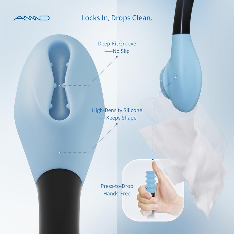 ANNND Bottom Buddy Wiping Aid – Upgraded Toilet Tissue Aids Wand for Wiping Bottom, 15.6" Long for Elderly, Overweight, Pregnant, and Limited Mobility, Blue - Image 2